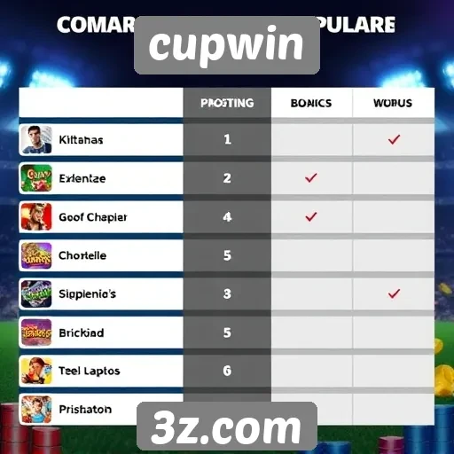 Comparação entre jogos populares no cupwin